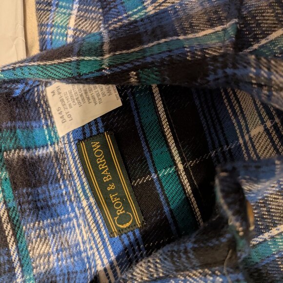 90s Vintage Mens Teal and Blue Plaid Croft & Barrow Shirt Size Medium - Picture 4 of 4